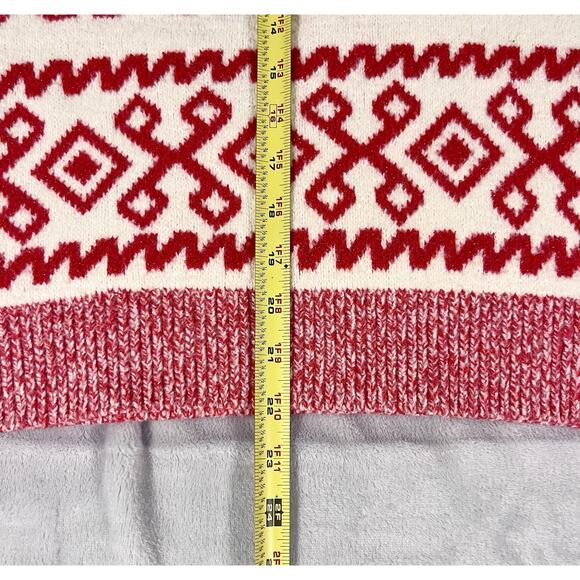 Holiday Après Ski Sweater Womens L New Day Red Cream Sparkle Fair Isle Chunky - Picture 8 of 10
